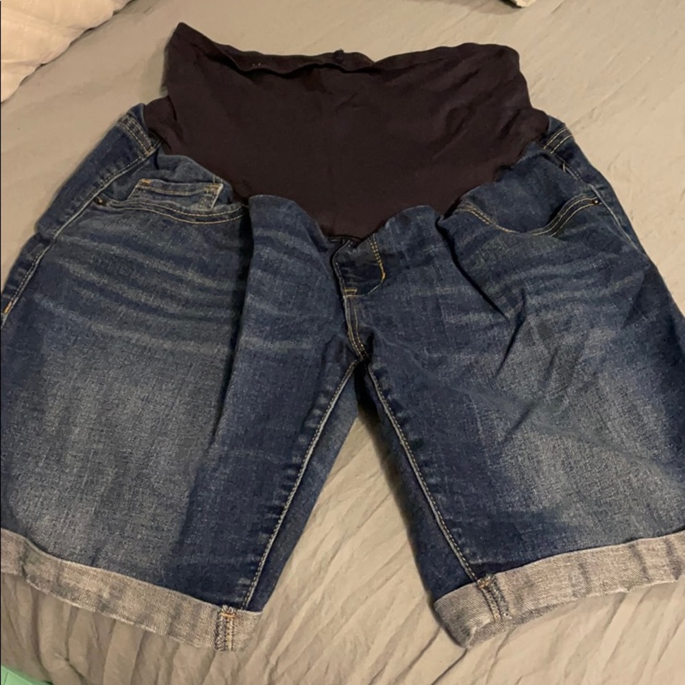 Denim maternity shorts
